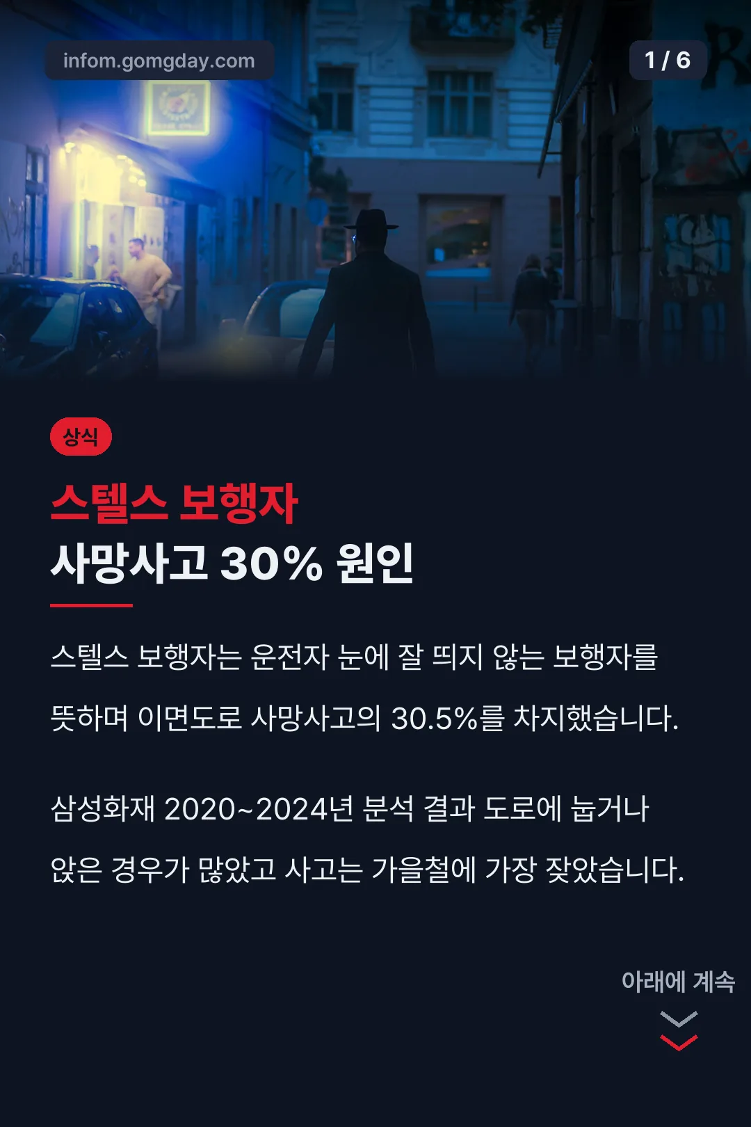 스텔스 보행자 사망사고 30% 원인